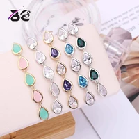 be 8 new design elegant leaf shape long drop dangle earrings aaa cz statement earrings for girls jewelry brincos e600