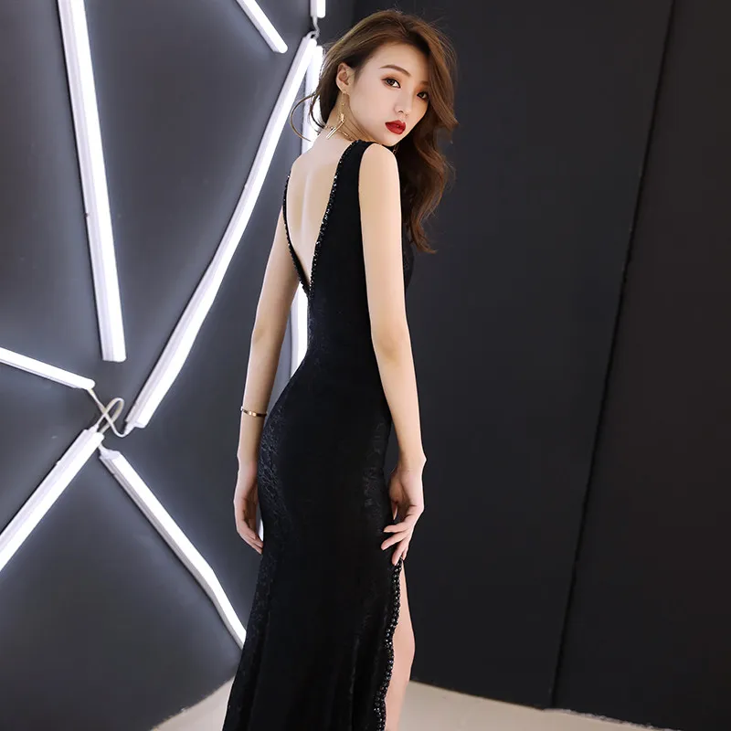 

Robe De Soiree Mermaid Evening Dress Long Sleeveless Elegant Satin Party Dresses Abendkleider Abiye Evening Gowns Party Gowns