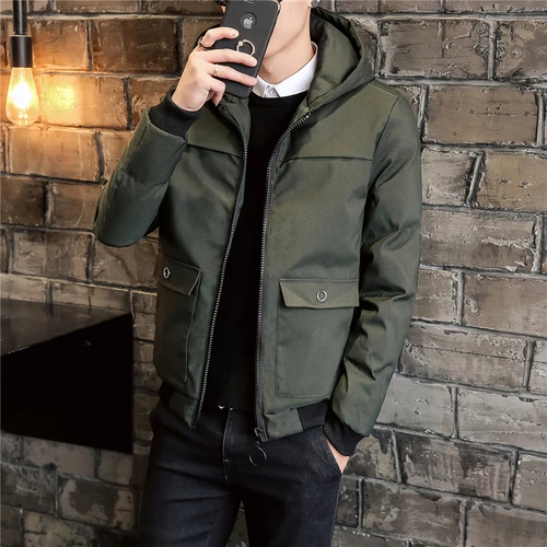 M05 Army Green AreMoMuWha большой карман оснастки с капюшоном хлопок костюм зима короткий пуховик хлопок одежда куртка Мужская утолщение красивый тренд - Цвет: M05 Army Green