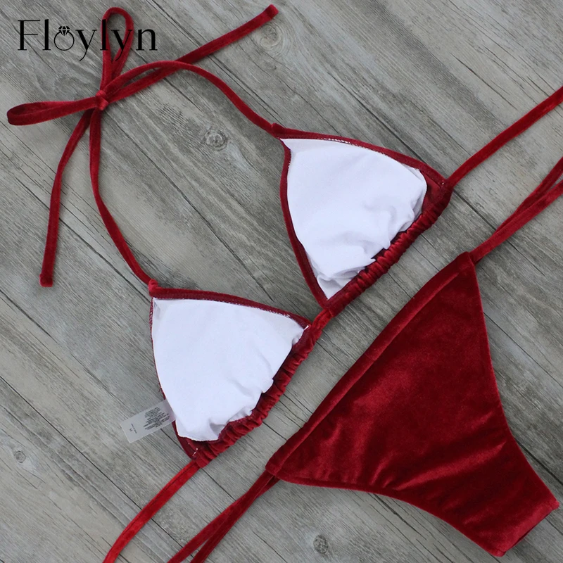 Комплект бикини Floylyn Женский эластичный бархатный купальник в бразильском стиле