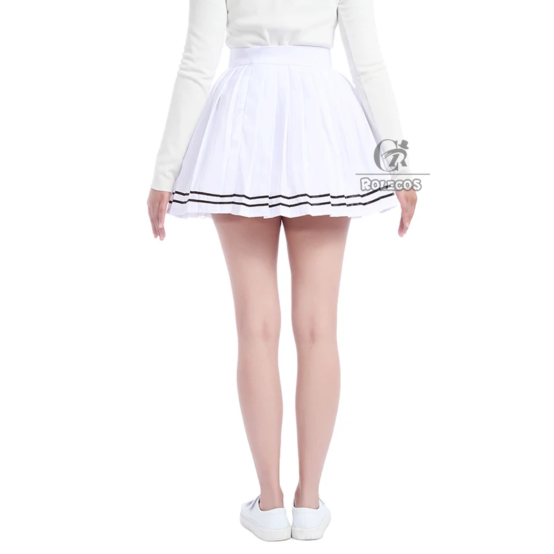 ROLECOS/белая плиссированная юбка с высокой талией для девочек Японская школьная