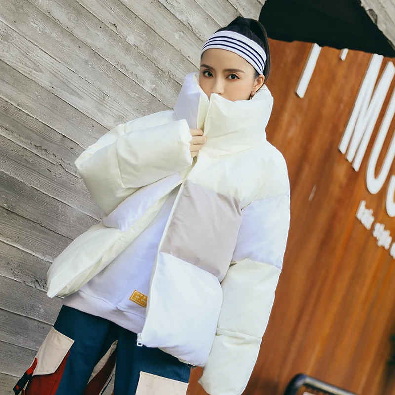 Harajuku Женская куртка-парка 2018 милые зимние корейские бойфренд стильная куртка Для