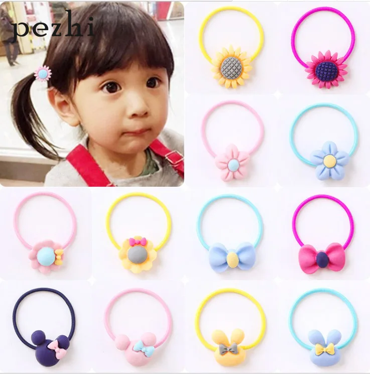 

Little Girl Children's Hair Loop Lovely Cartoon Princess Headrope Sunflower Rabbit Ear Headdress Hair Rope Rubber Band