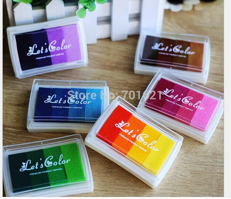 Cute Crystal stamp ink pad color gradual for Photo Album Scrapbooking Diary Lovely school supplies Gift kids Free shippping | Канцтовары
