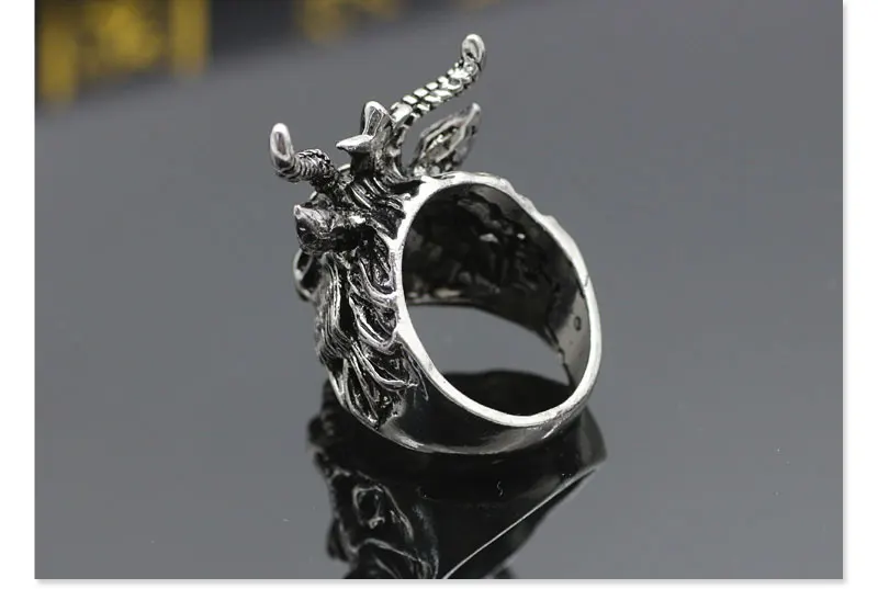 Дьявол сатана панк Для мужчин Jewelry гексаграмма черного козла овец кольцо Винтаж Титан Сталь Для мужчин S Biker Кольца Анель masculino