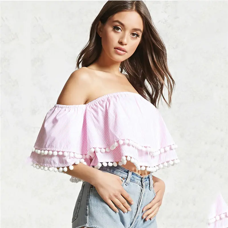 Летняя Новинка 2017 г. тенденции моды женские топ с открытыми плечами краткое