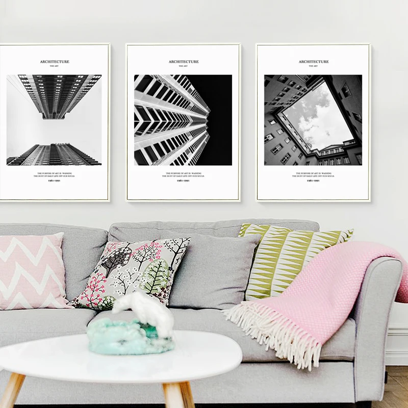 Vintage Nordic Black And White Buildings Stairs Canvas Painting Prints Posters Wall Art Living Room Bedroom Home Decor | Дом и сад