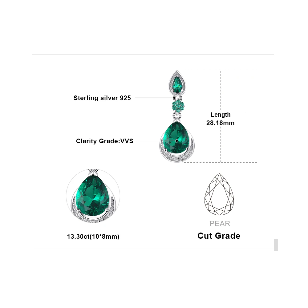 Jewelrypalace Роскошные 14.38ct создана изумрудов воды Висячие серьги из натуральной 925
