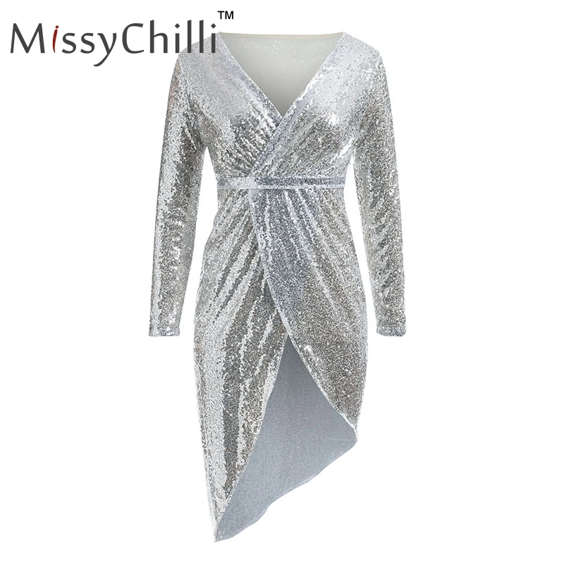 Женское платье с блестками MissyChilli черное облегающее средней длины треугольным