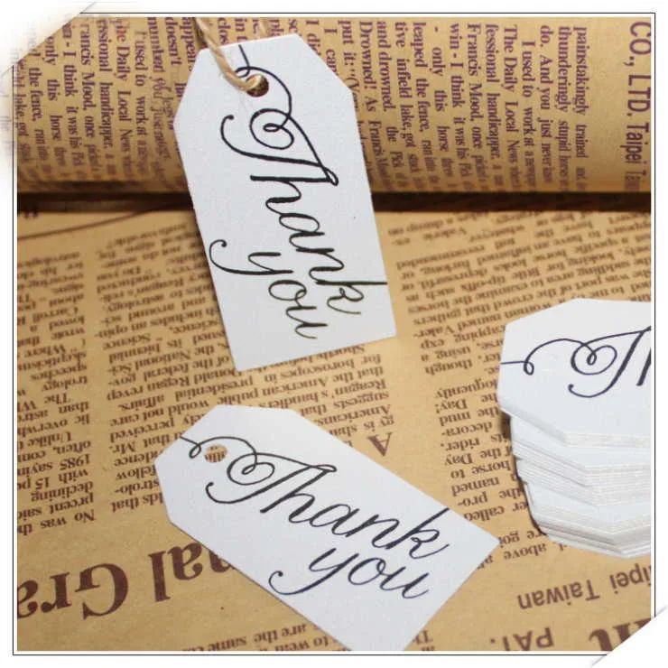 Высокое качество жемчужные белые бумажные бирки Свадебные благодарим вас