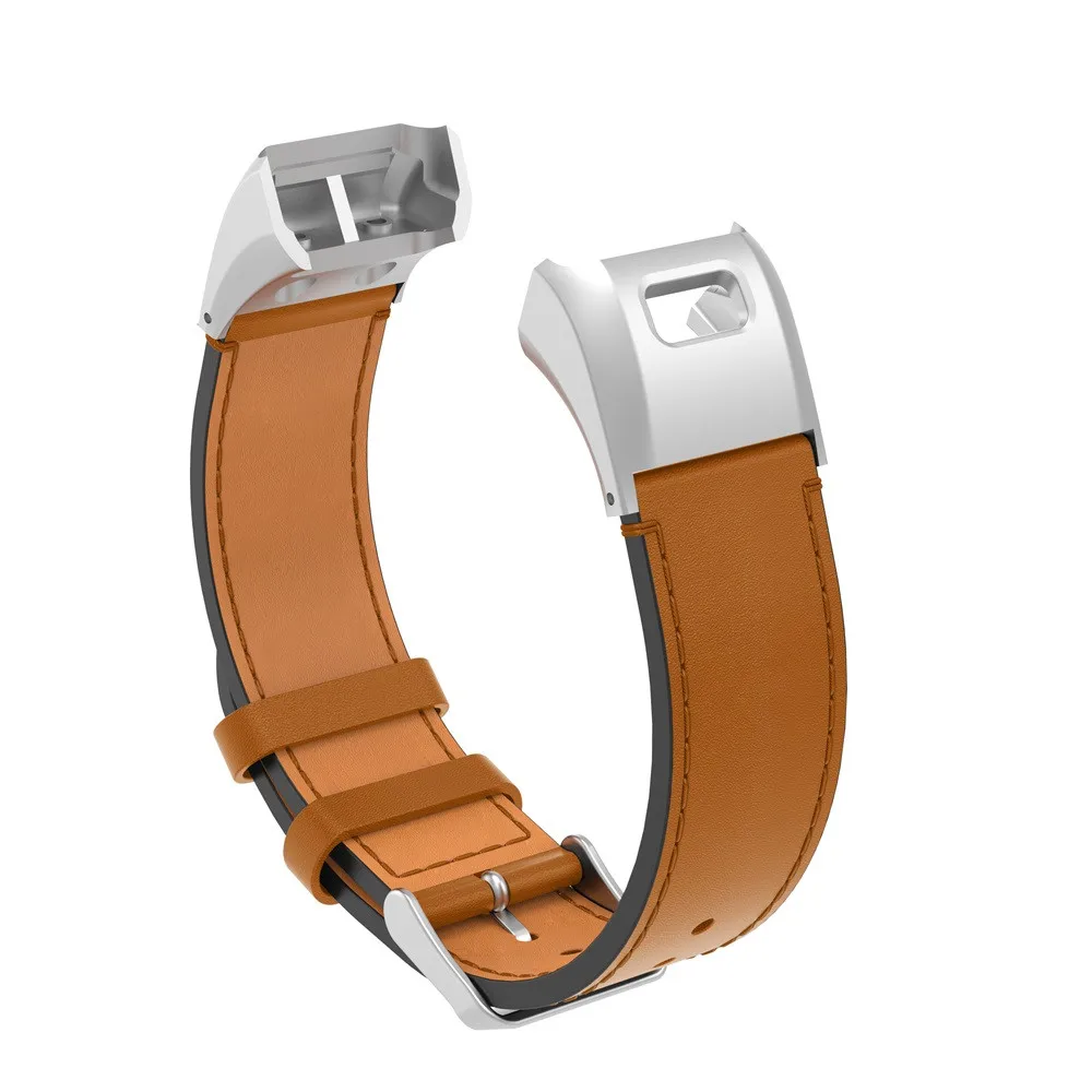 Серебристый HIPERDEAL роскошные кожаные часы петля замена наручные часы ремешок набор инструментов для Garmin VIVOsmart HR 15A Прямая поставка - Цвет: Серебристый