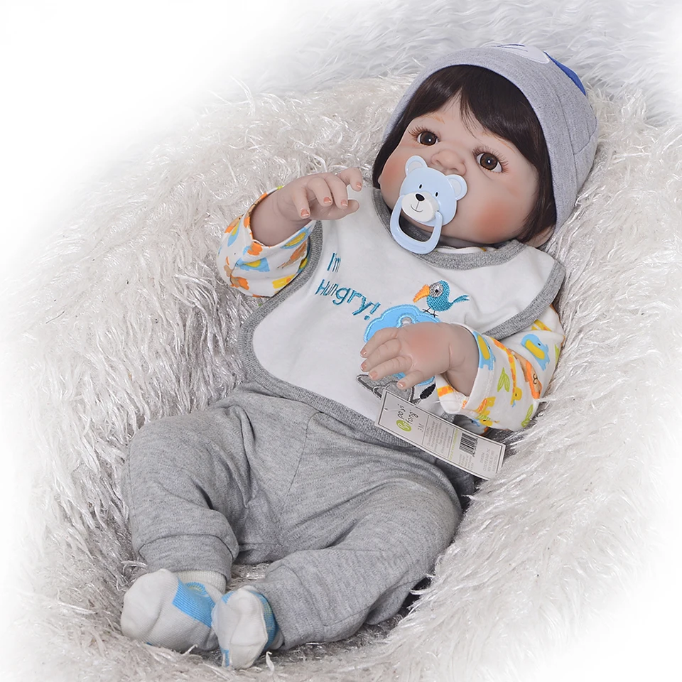 23 дюйма Boneca bebes reborn boy силиконовые виниловые куклы для новорожденных 57 см