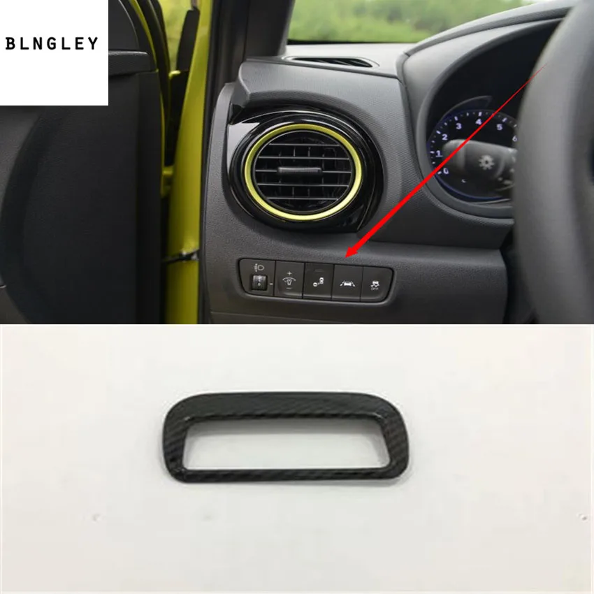 

1pc ABS carbon fiber grain Headlight adjustment switch decoration cover for 2017-2018 Hyundai KONA