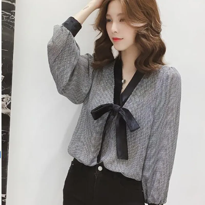 Женская шифоновая офисная блузка размера плюс элегантные винтажные топы и