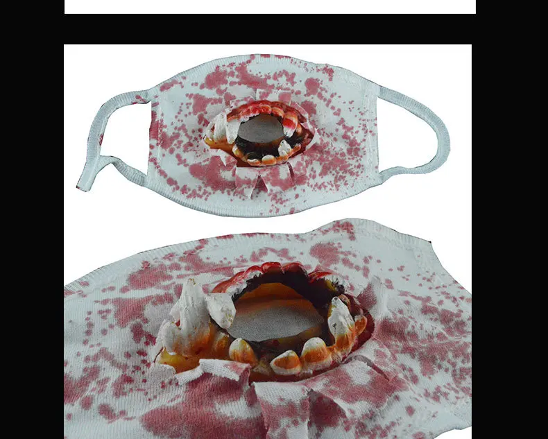 

Halloween Horror Prop Zombies Vampires Blood Mask Scary Decoration Trick Teeth Mouth-Muffle