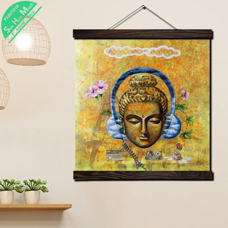Наушников свиток Будды холсты для Винтаж плакатов и печать настенные картины