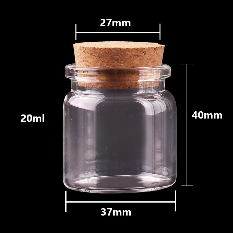 20ml 24 шт. диаметр 37 мм 20 мл/30 мл/40 мл/50 мл/60 мл/90 мл прозрачное стекло специи бутылки желаний баночки с пробкой пробка свадебный подарок - Цвет: 20ml