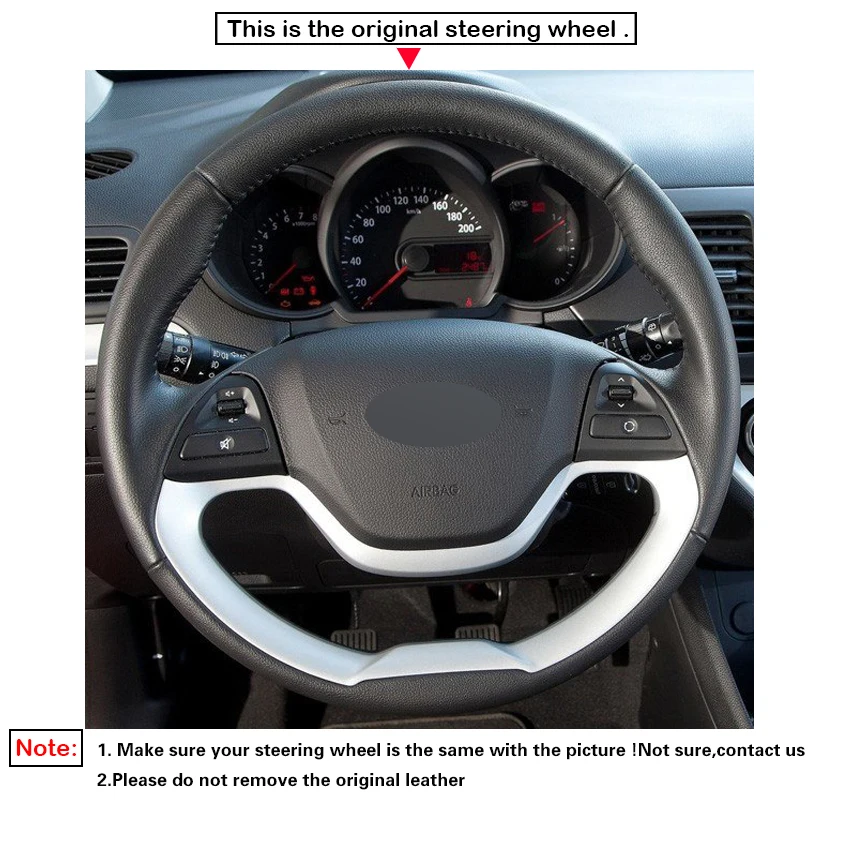 LQTENLEO черная искусственная кожа DIY чехол рулевого колеса автомобиля для Kia Morning 2011- Picanto 2011- Ray EV 2012