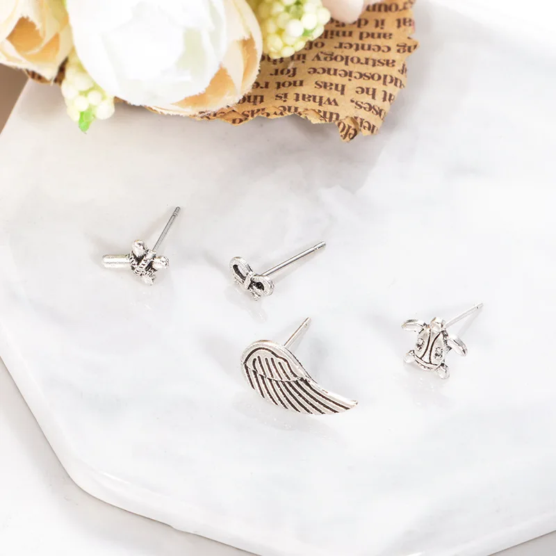 4 шт./компл. ретро серьги-гвоздики Комплект сережек для женщин Черепаха Полые