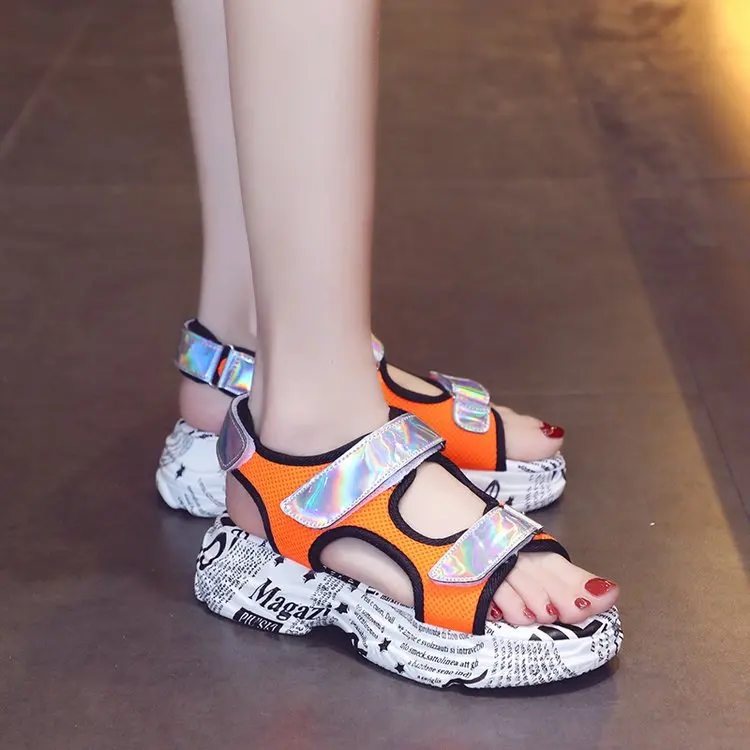 Fujin Sandalias De Verano Para Mujer; летний стиль; Роскошная обувь из светоотражающей ткани; Прямая поставка; женские повседневные сандалии