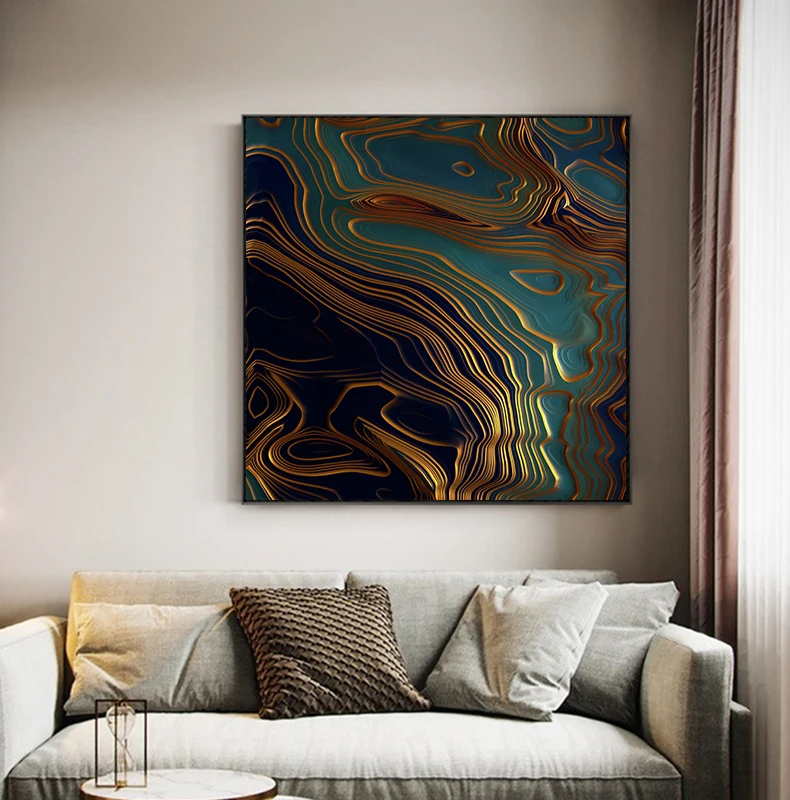 Abstract Gold Foil Canvas Painting Modern Poster Print for Living Room Bedroom Pop Art Decor Fashion Red Green Wall Art Pictures