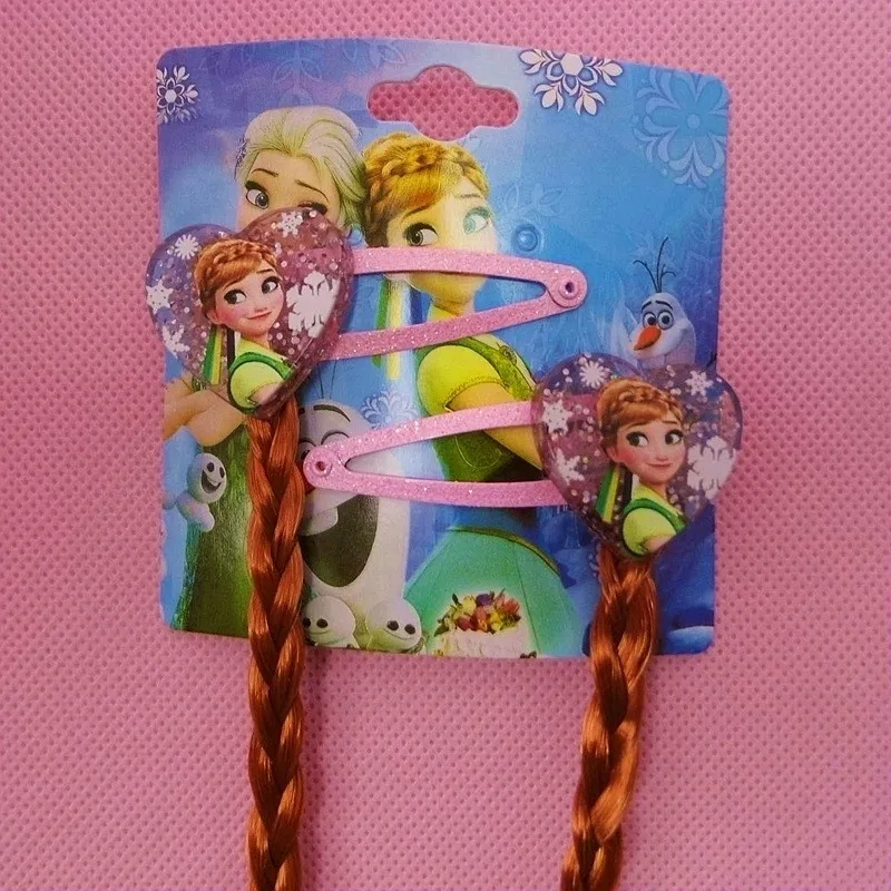 2PCS Kids Cartoon Ribbon Princess Elsa Anna Hair Accessories BB Clips Braid Hairpins Tiaras Headwear Girls Party Gift | Аксессуары для