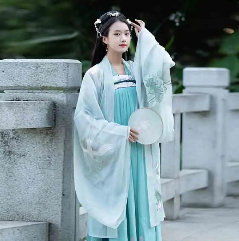 Женское синее роскошное пальто Hanfu старинное китайское винтажное нарядное