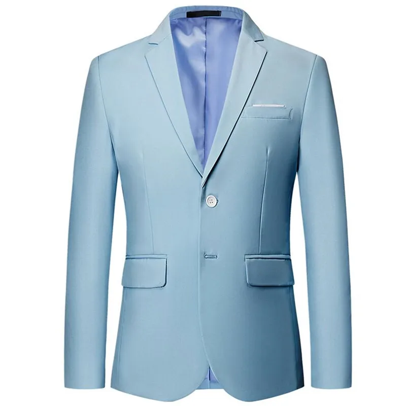 Sky blue Высококачественный зеленый, белый, серый, желтый, фиолетовый блейзер для мужчин, приталенный мужской повседневный Блейзер, пиджак M-5XL мужские блейзеры - Цвет: Sky blue