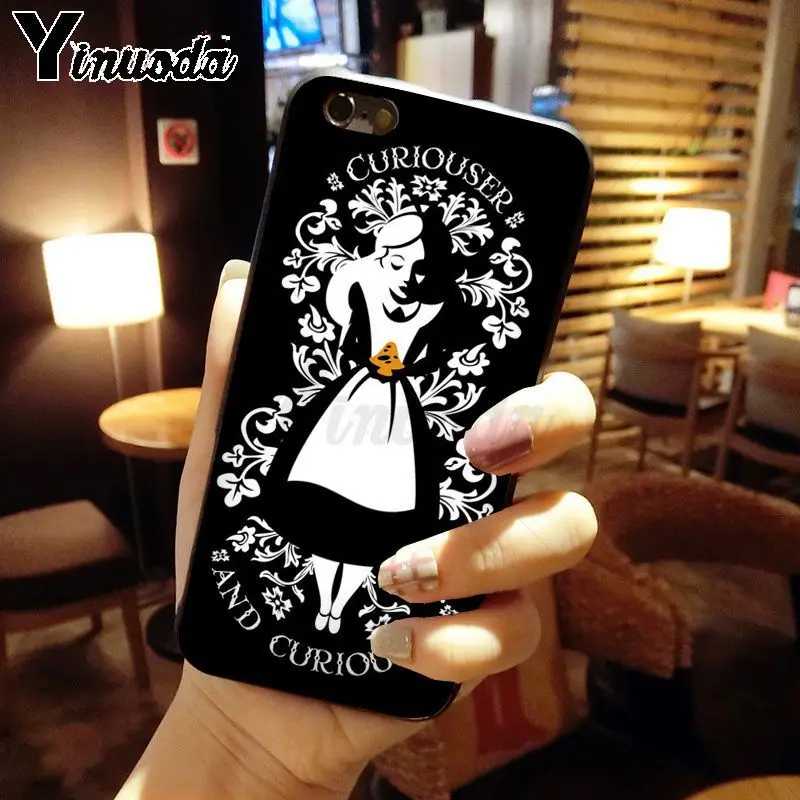 Yinuoda Алиса в стране чудес Черный силиконовый мягкий чехол для телефона iPhone X XS MAX 6