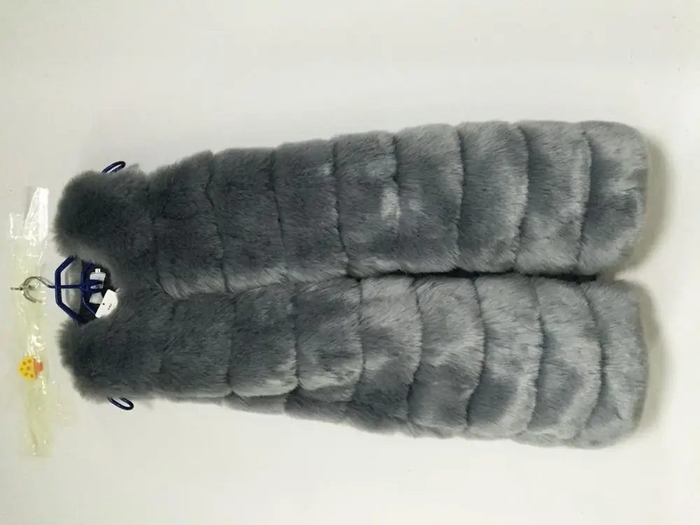 light Grey Большой размер S-10XL серебряный Лисий цвет Искусственный мех пальто модный жилет 100 размер длинный полосатый жилет меховое пальто леди белый мех - Цвет: light Grey