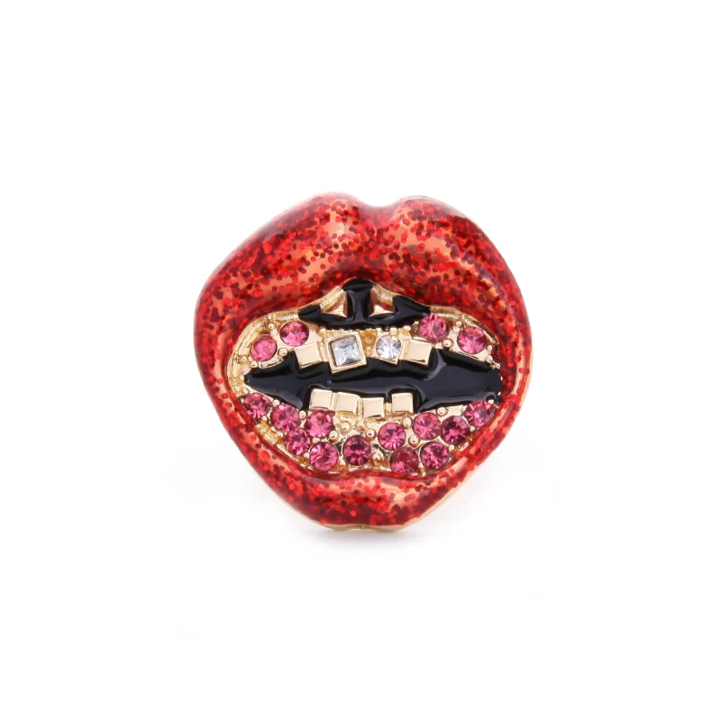 Милые большие отделкой в виде красных губ кольцо оптовая продажа Высокое