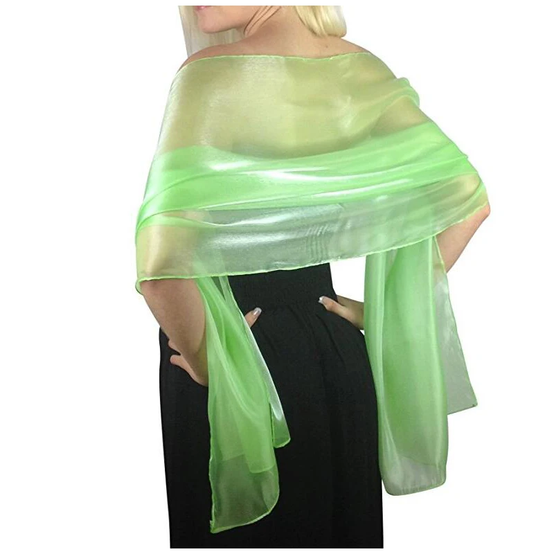 Mint green Новинка, Элегантный женский шелковистый переливающийся шарф, шаль для свадьбы, невесты, подружки невесты, вечерняя одежда для выпускного и вечеринок - Цвет: Mint green