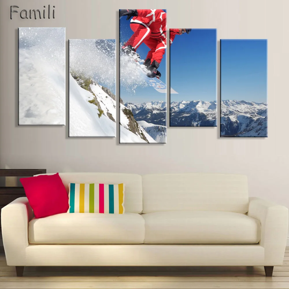 5 шт./компл. зимние спортивные лыжи шелковые домашние декоративное живописное