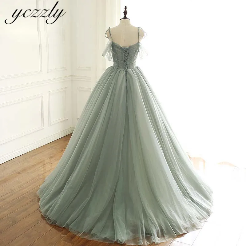 Vestido De Noiva Princesa элегантное платье на тонких бретельках бальное платье со стразами зеленое свадебное платье Длинные свадебные платья с открытыми плечами