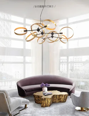 Роскошные Креативные Круглые Подвесные Лампы в стиле пост модерн железные