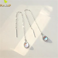 flyleaf nature moonstone water droplets drop earrings for women real 925 sterling silver long earings fashion jewelry fine party