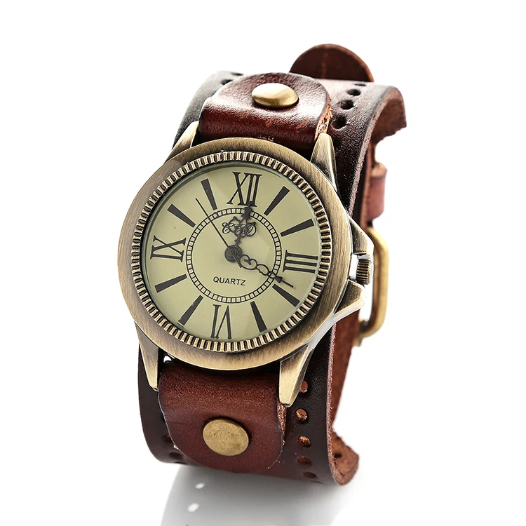 2017 CCQ Марка Горячий Продавать Старинный Кожаный Браслет Смотреть Античная Bronze