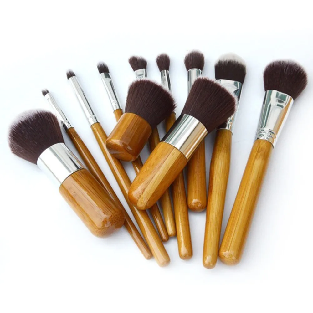 Vander 11Pcs/set Professional Bamboo Handle Makeup Brushes Cosmetic Eyeshadow Foundation Eyeliner Concealer Brush Kits w/ Bag | Красота и