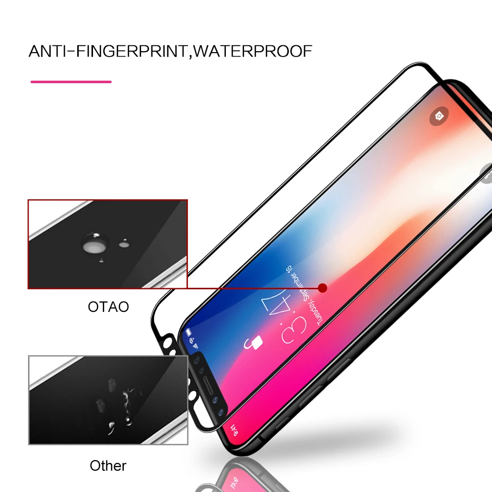 OTAO для iPhone X Закаленное стекло Защитная пленка полное покрытие настоящее 4D