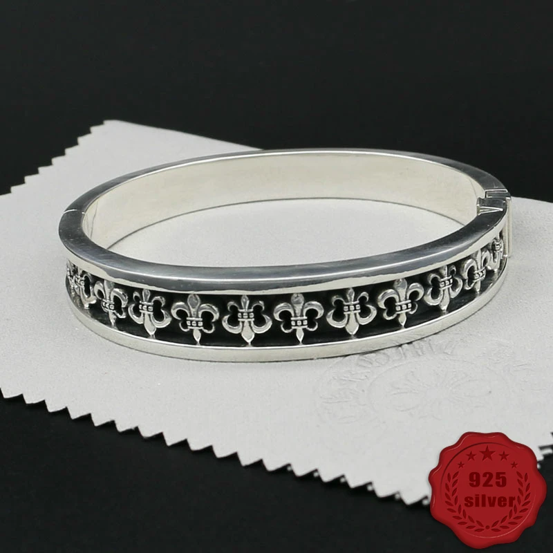 925 серебро браслет личности моды классический стиль панк властная якорь вокруг