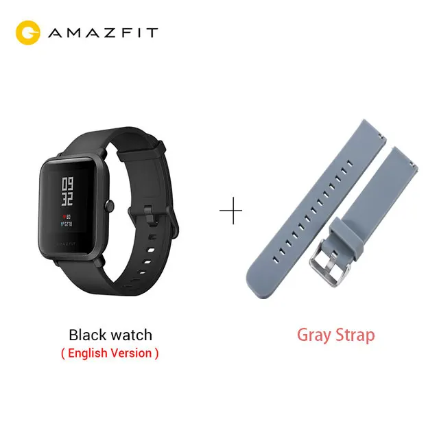 Black grey strap Huami Amazfit Bip ультра-светильник 32g спортивные умные часы с Wi-Fi Bluetooth gps 45 дней в режиме ожидания - Цвет: Black grey strap