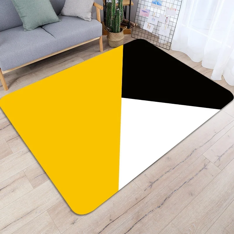Nordic Geometric Printed Carpet Anti-Slip Absorbent Coral Velvet Floor Rug Doormat Soft Baby Playing Carpets for Living Room