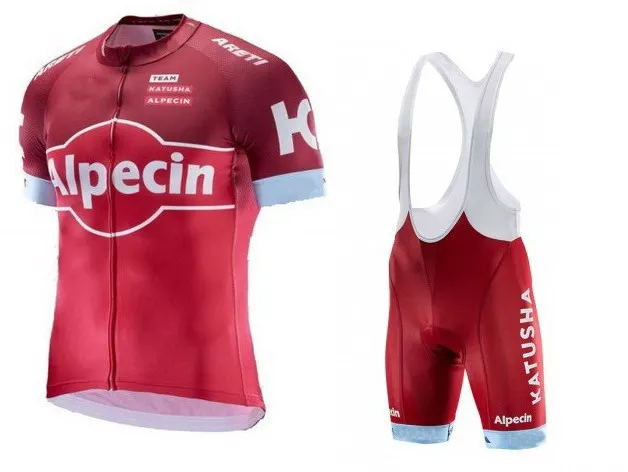 2017 KATUSHA ALPECIN Мужская велосипедная Джерси с коротким рукавом одежда нагрудниками