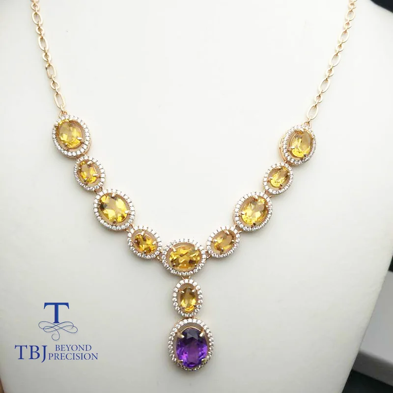 TBJ изящное ожерелье из натуральных драгоценных камней с натуральным цитрином и