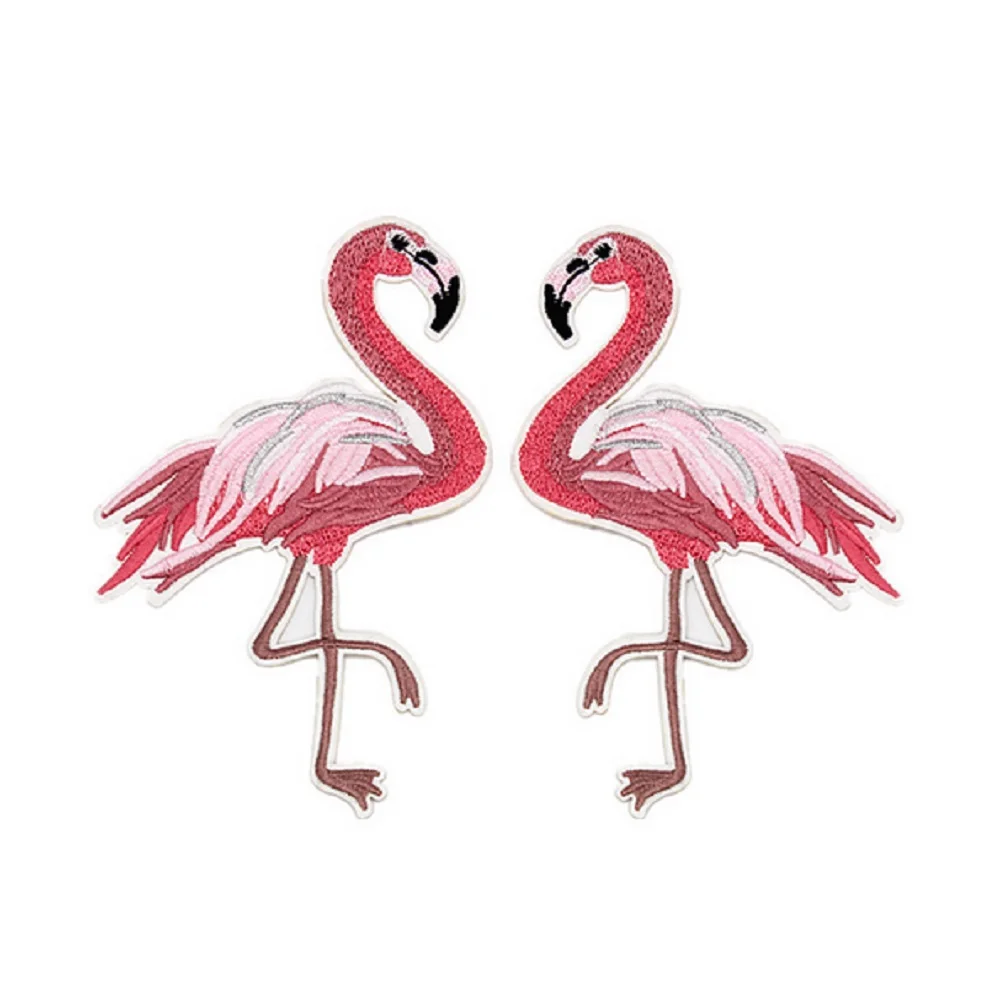5 шт./лот красивый розовый Фламинго термонаклейки мешковатые брюки вышитые патч