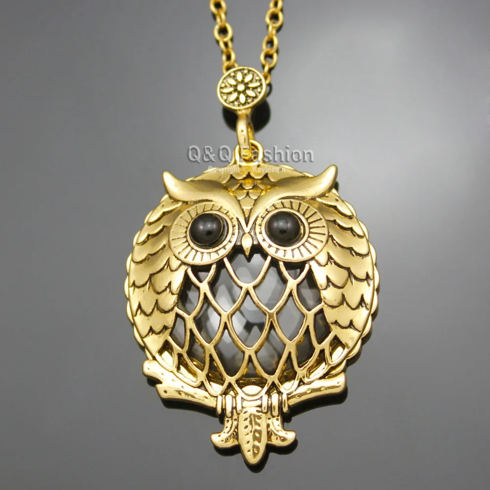Vintage Gold Magnifying Glass Filigree Big Owl Chain Sailor Moon Pendant Anime Choker Colar Necklace Jewelry Dropshippin | Украшения и