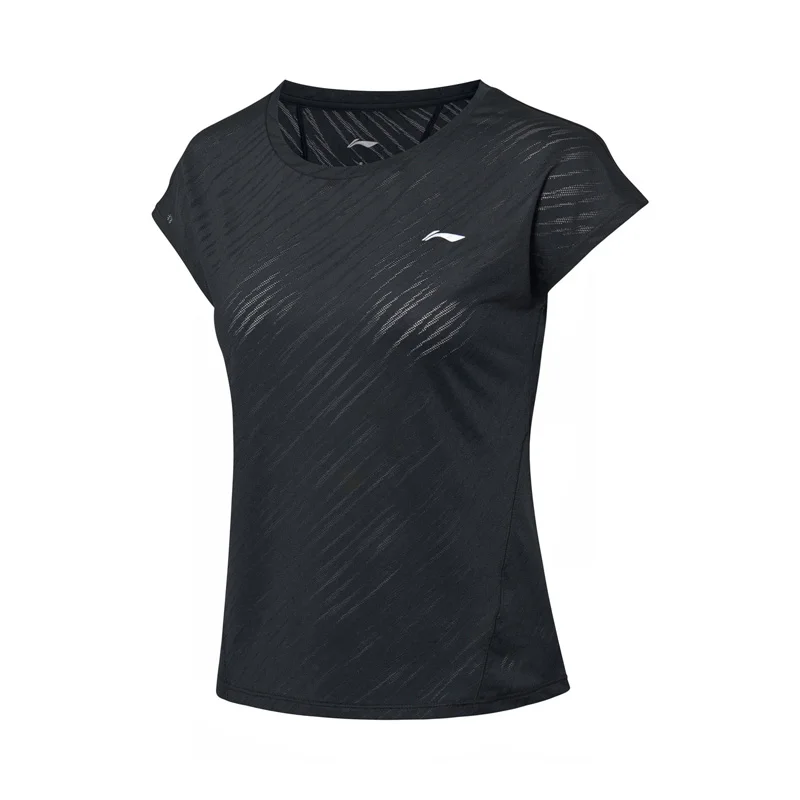 Li-Ning, женские футболки для бега, дышащие, короткий рукав, 91% полиэстер, 9% спандекс, подкладка, Спортивная футболка ATSP194 WTS1511