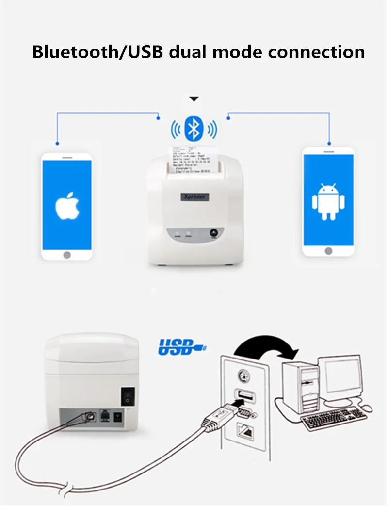 D58IIIL USB bluetooth термопринтер питание на вынос для супермаркетов молоко чай розничный магазин POS касса 58 мм Мини чековый принтер