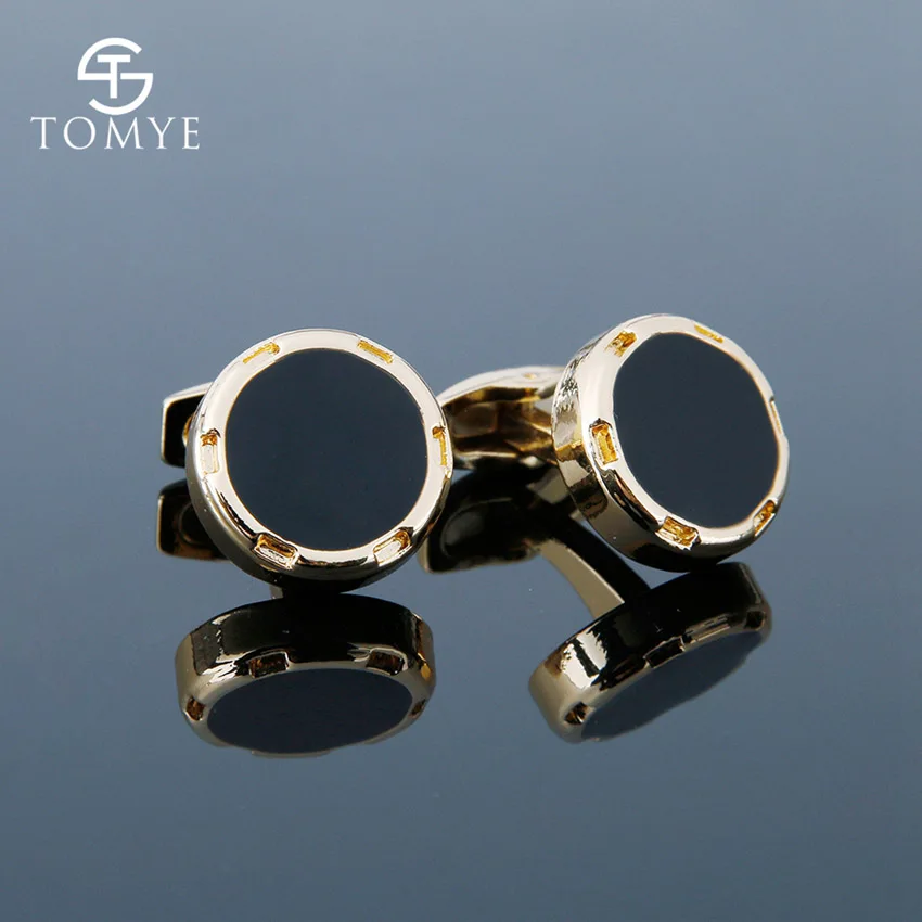 XK19S080Gold TOMYE мужские запонки золотые серебряные круглые запонки эмаль на заказ Жених Высокое качество Свадебные Запонки украшения для футболки XK19S080 - Окраска металла: XK19S080Gold