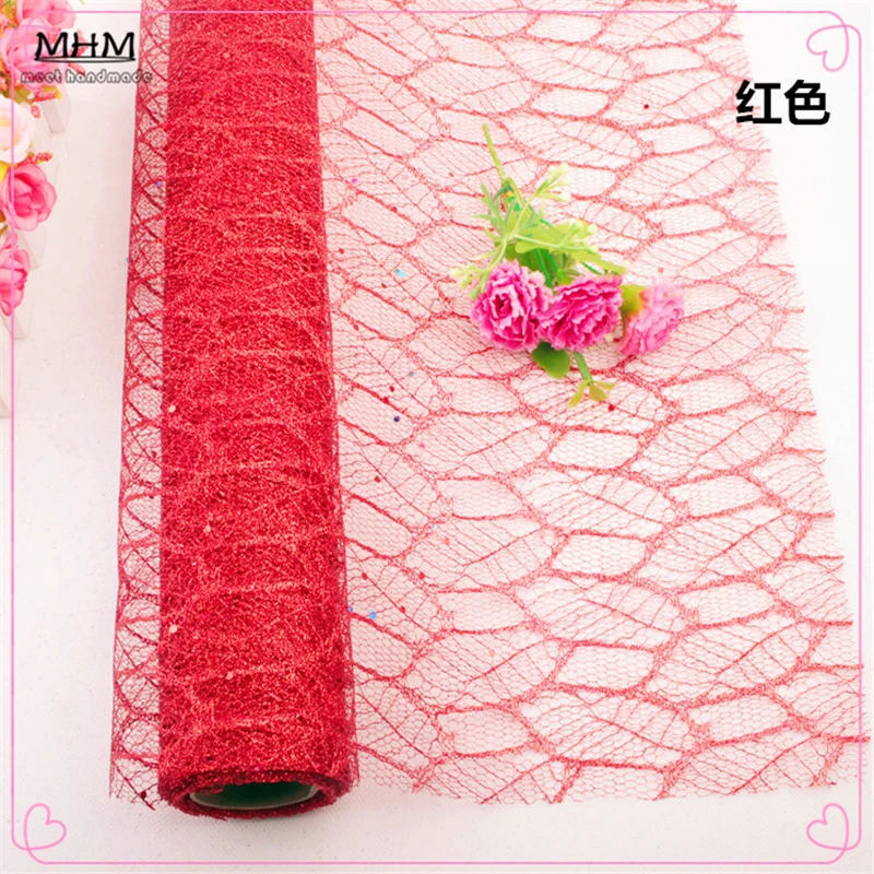 Красивая кружевная блестящая сетка с блестками упаковка для букета материал: